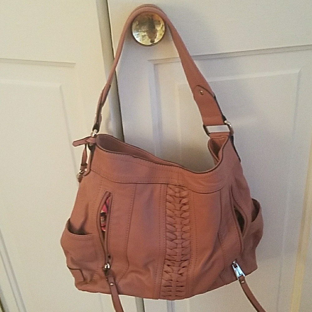 Tignanello Posh Braided Glove Leather Hobo Handbag